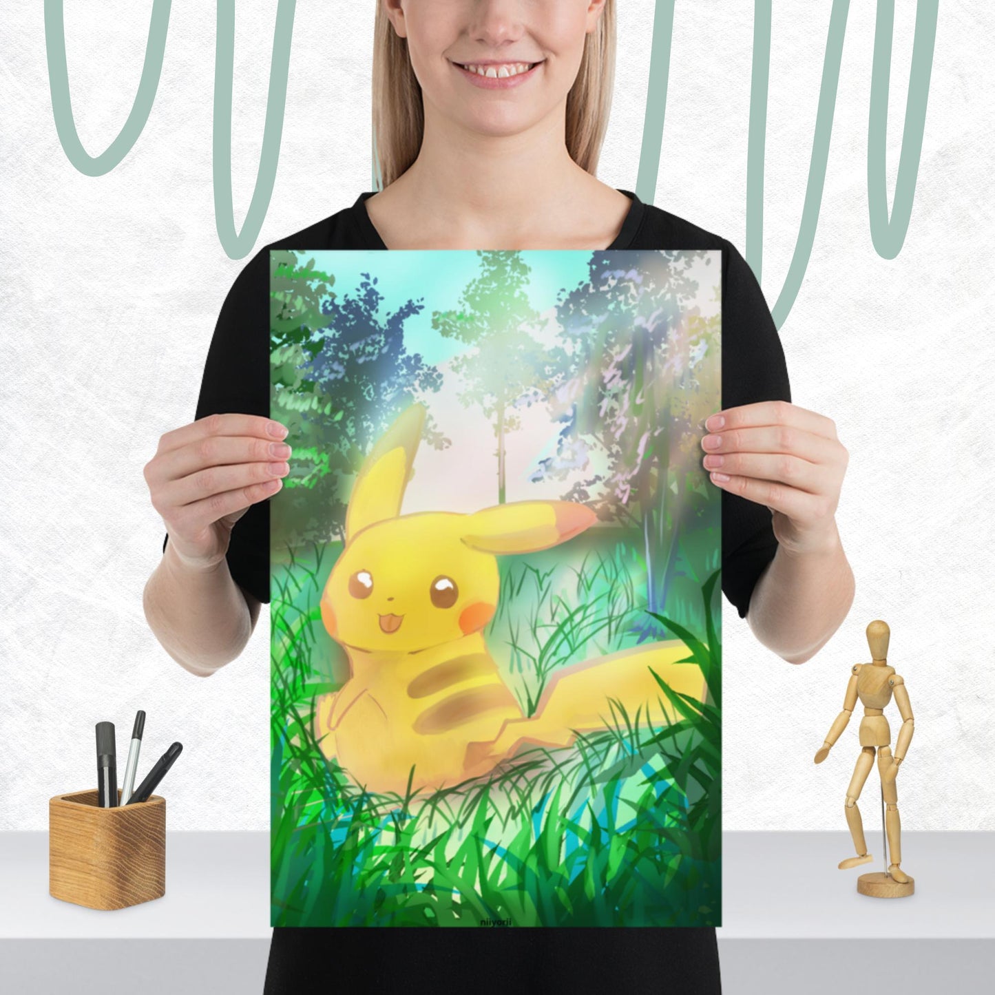 Pokemon Inspired "Wild Pikachu" Art Poster