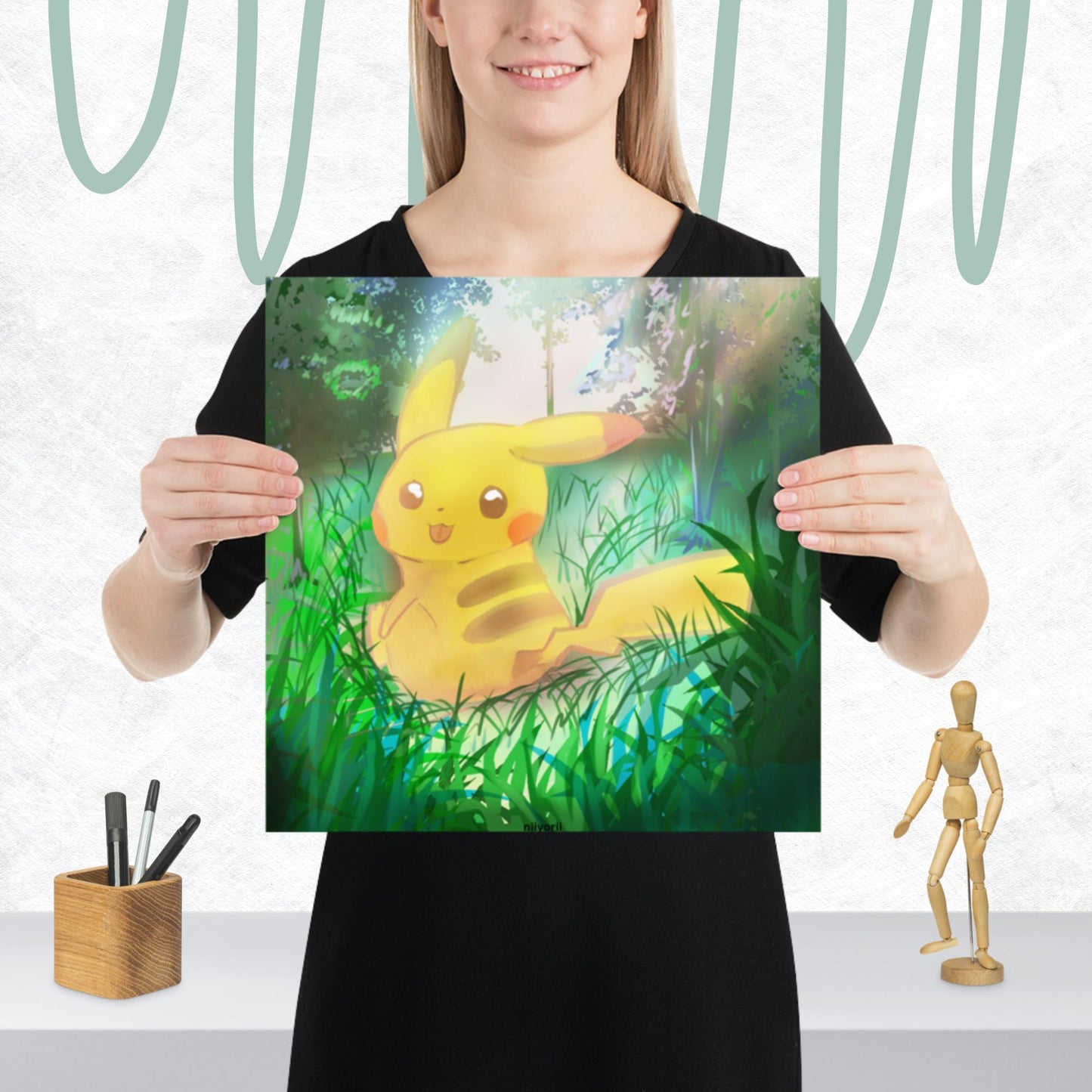 Pokemon Inspired "Wild Pikachu" Art Poster