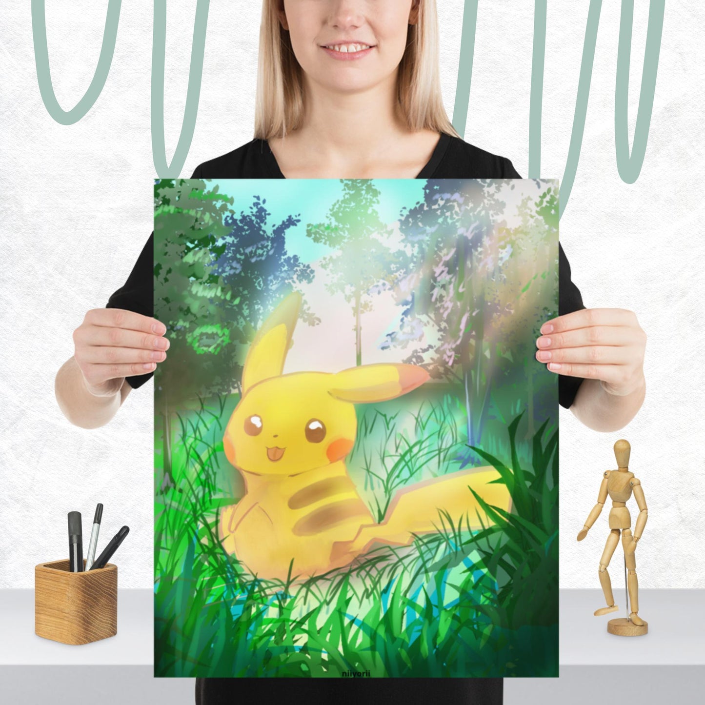 Pokemon Inspired "Wild Pikachu" Art Poster