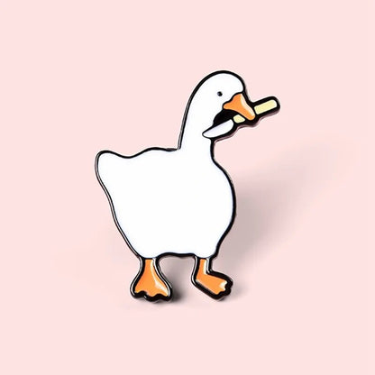 Cute Goose /w Kneef Enamel Badge Pin