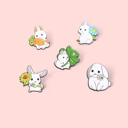 Pin Club |  5 set Custom Bunny Enamel Pins/Brooch