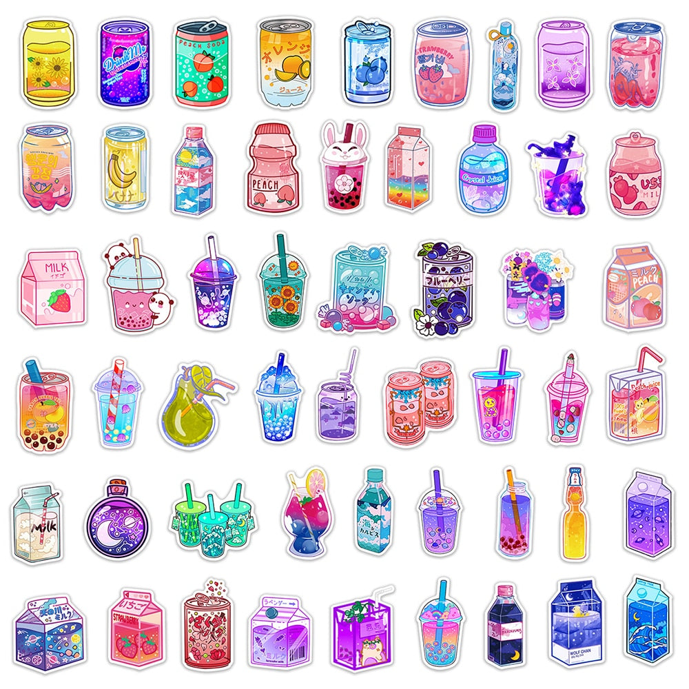 Cute Drink Aesthetic Stickers (Set of 10)