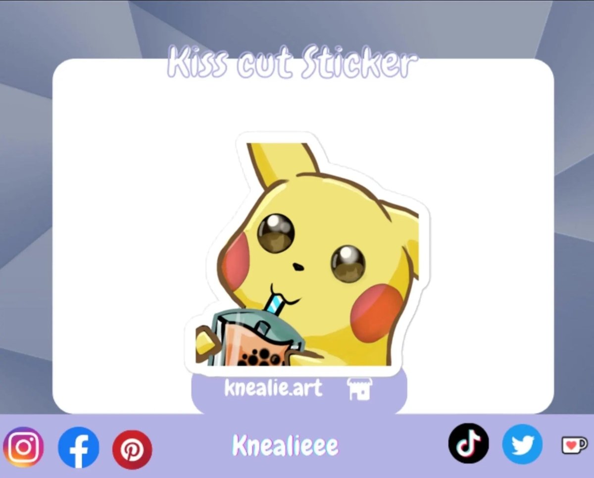 Drinking Pikachu (Pkmn Inspired) Kiss Cut Sticker - Knealieee