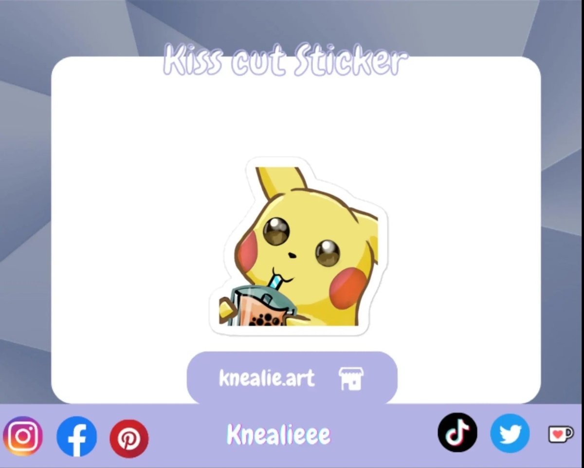 Drinking Pikachu (Pkmn Inspired) Kiss Cut Sticker - Knealieee